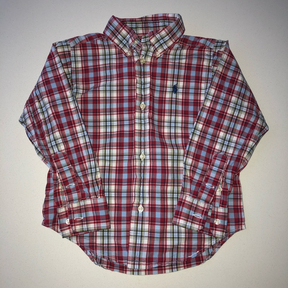 Kids Ralph Lauren Button Down Red Plaid Shirt 3T